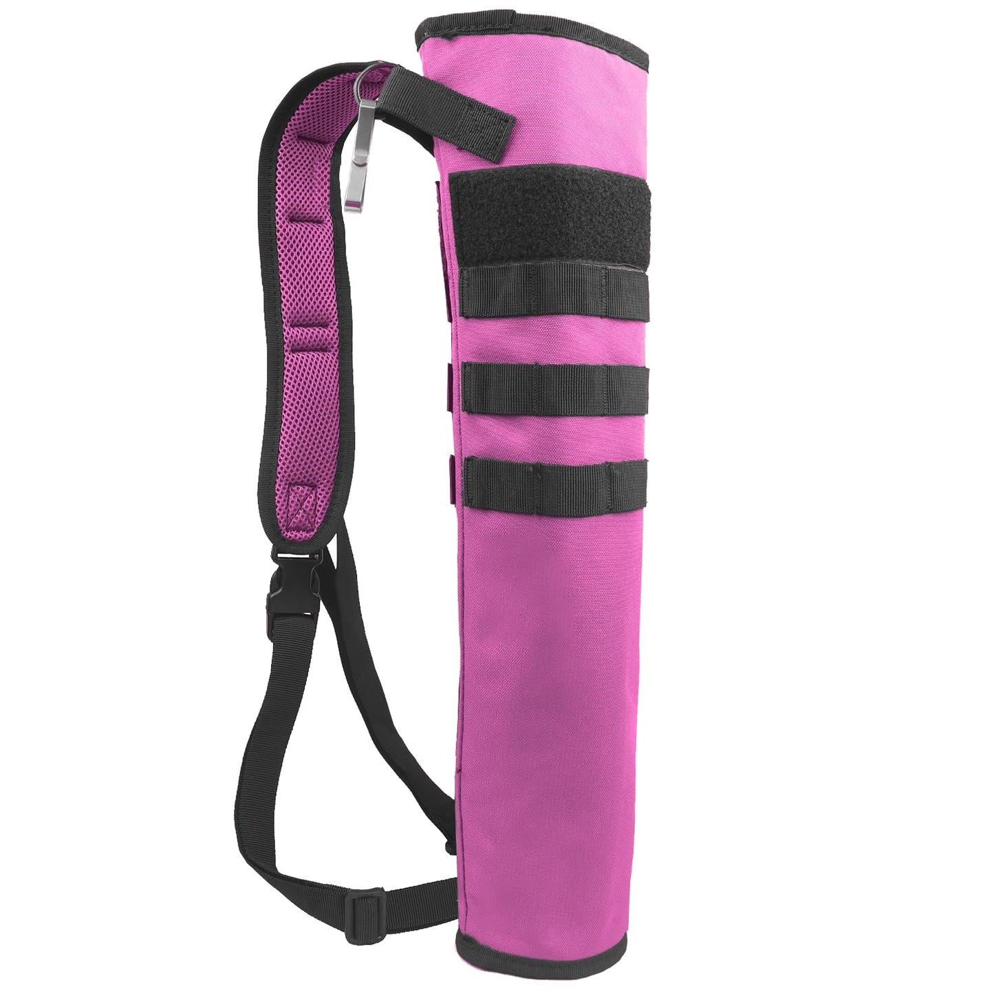 KRATARC Archery Lightweight Back Arrow Quiver Dual Use Foldable Compact Hip Arrows Bag with Molle System Hanged for Target Shooting (Pink, Hold 18~24 arrows