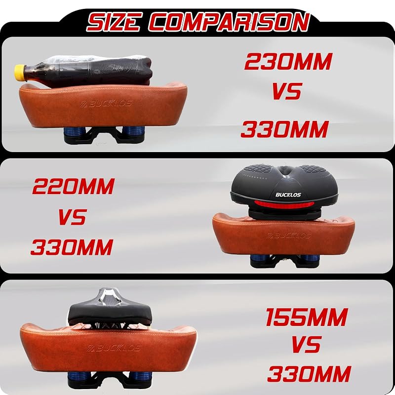 Noseless Oversized Bike Seat 9.44x13in for Men Women - PU Foam Cushion for Peloton & E-Bikes (Brown, 13L-9.4W)