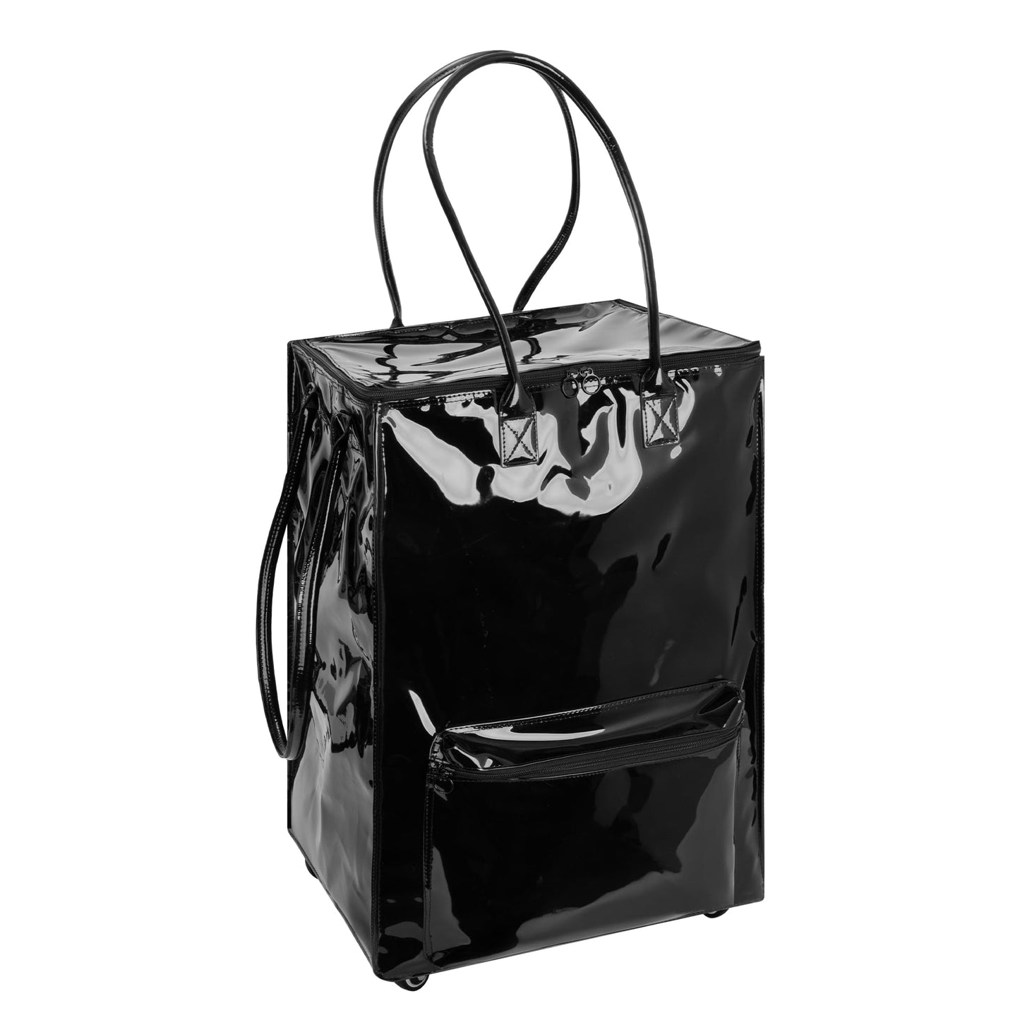 StorageWorks Grocery Cart on Wheels, Zipper Closure Rolling Bag, Shopping Trolley Carries Up to 44 lb, Rolling Tote Bag with Handles, Black, 72L, Medium