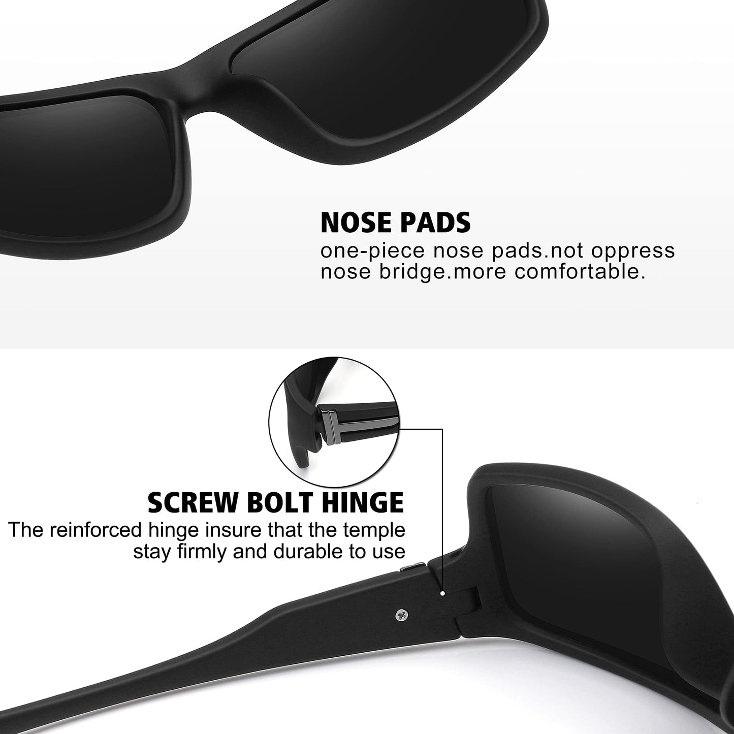 STORYCOAST Polarized Sports Sunglasses for Men Women Unbreakable Frame Cycling Fishing Driving Matte Clear Gray Frame-Blue Mirror Lens