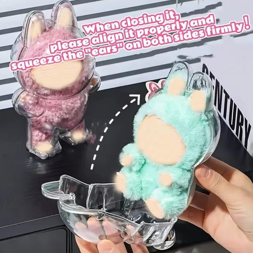 Protective Case Compatible for labubu , Plastic Clear Cover for Plush Figure Doll, Storage Transparent PVC Bag ,Display Bag Display Case for Fan Collection ,Accessories (No Doll, Standing)