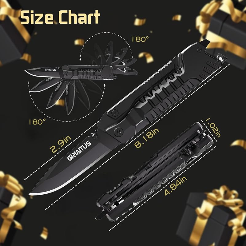 17-in-1 Multitool Knife - EDC Pocket Knife for Camping & Outdoor Use