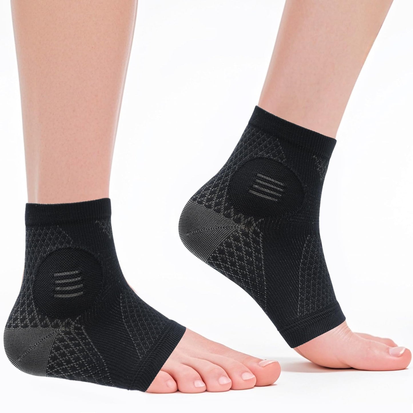 NuCamper Ankle Compression Socks for Plantar Fasciitis (1 Pair), Ankle Support Brace for Men & Wome,Toeless Foot Compression Sleeves with Arch Support for Heel Spurs,Foot Swelling,Achilles Tendonitis