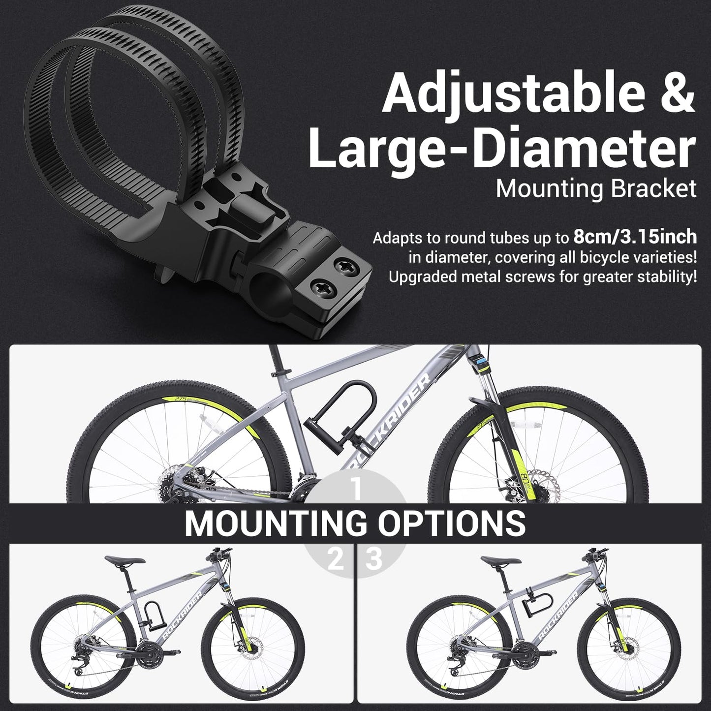 Sportneer Bike U Lock - 18mm Shackle Heavy Duty Bike Lock with 6ft Security Cable - Bicycle U-Locks with Sturdy Mounting Bracket for Road, Mountain, Electric and Folding Bike, Size 9.85''x6.3''