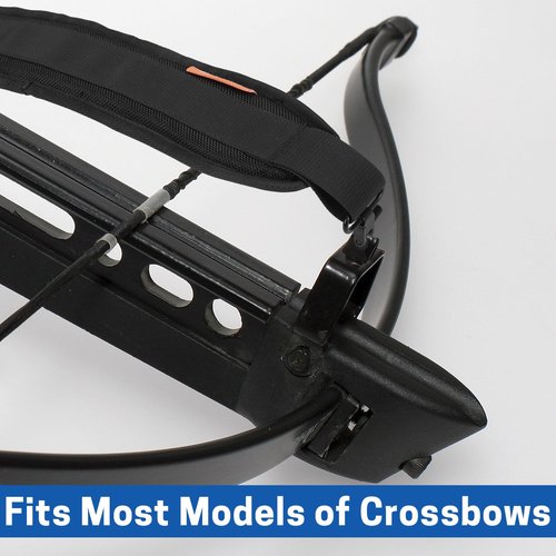 VISEMAN Crossbow Sling, Anti-Slip Leather Padded Shoulder Strap with Swivels, Adjustable Crossbow Sling, Black