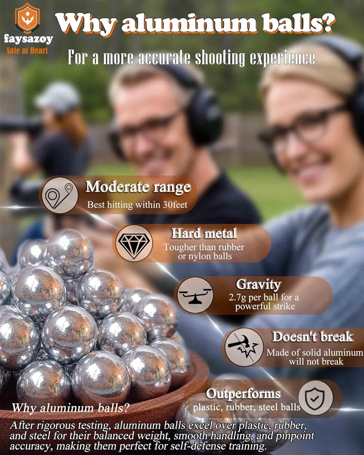 .50 Caliber Aluminum Balls for Self Defense & Training, Seamless Fit for Umarex T4E TR50/HDR50, Non-Lethal Reusable Projectiles with Penetration