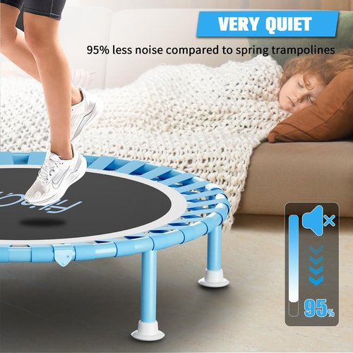 FitinOne 40" Fitness Mini Trampoline with Adjustable Handle Bar, 330lbs Foldable Bungee Rebounder for Adults and Kids, Stable & Quiet Exercise Rebounder Indoor Workout