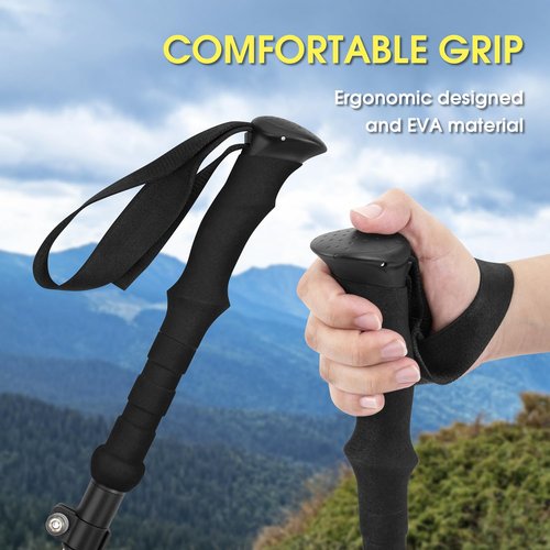 THRISTRIDE Collapsible Aluminum Single Trekking Pole（1pc） - Lightweight Hiking Stick for Women, Men & Seniors, Adjustable Walking Sticks for Hiking, Camping & Outdoor Activities