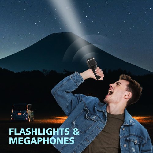 UZOCHI Rechargeable Megaphone Bullhorn, Portable Bluetooth Loud Speaker with Built-in Siren and Recording, 3 LED Modes, Design for Outdoors, Camping, Rescue