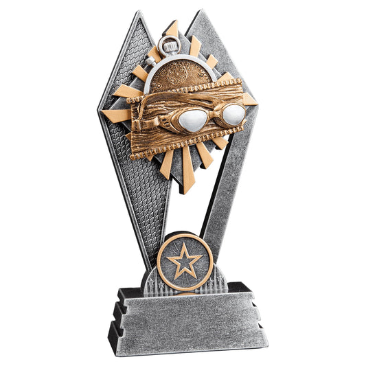 Express Medals 1 Pack of 7 Inch Tall Sun Ray Swim Swimming Trophy Awards Boys Girls Mens Women Youth Team Trophies Award Tournament Champion Winner Event Prize Gift SR115