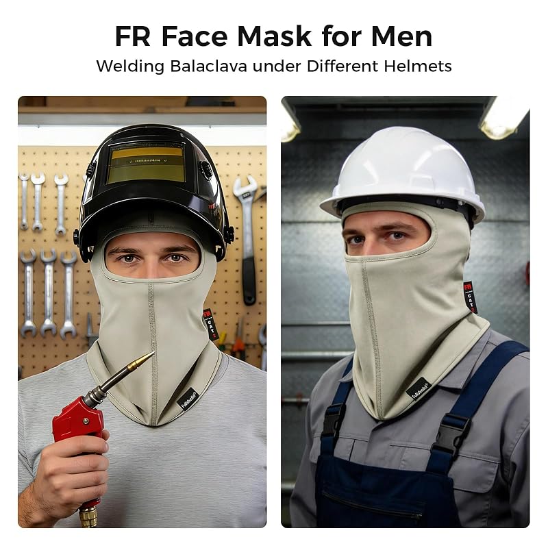 Fullsheild FR Balaclava Face Mask for Men - Flame Resistant Welding Cap, 1 Pack Light Khaki, One Size