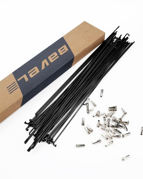 BaveL 36 Pcs 14G Black Bicycle Steel Spokes (201 mm-309 mm) with Copper Cap 36pcs,Mountain Bike Spokes,for MTB,Ebike,City Bikes-Replacement/Repair Spoke (Black 229 mm)