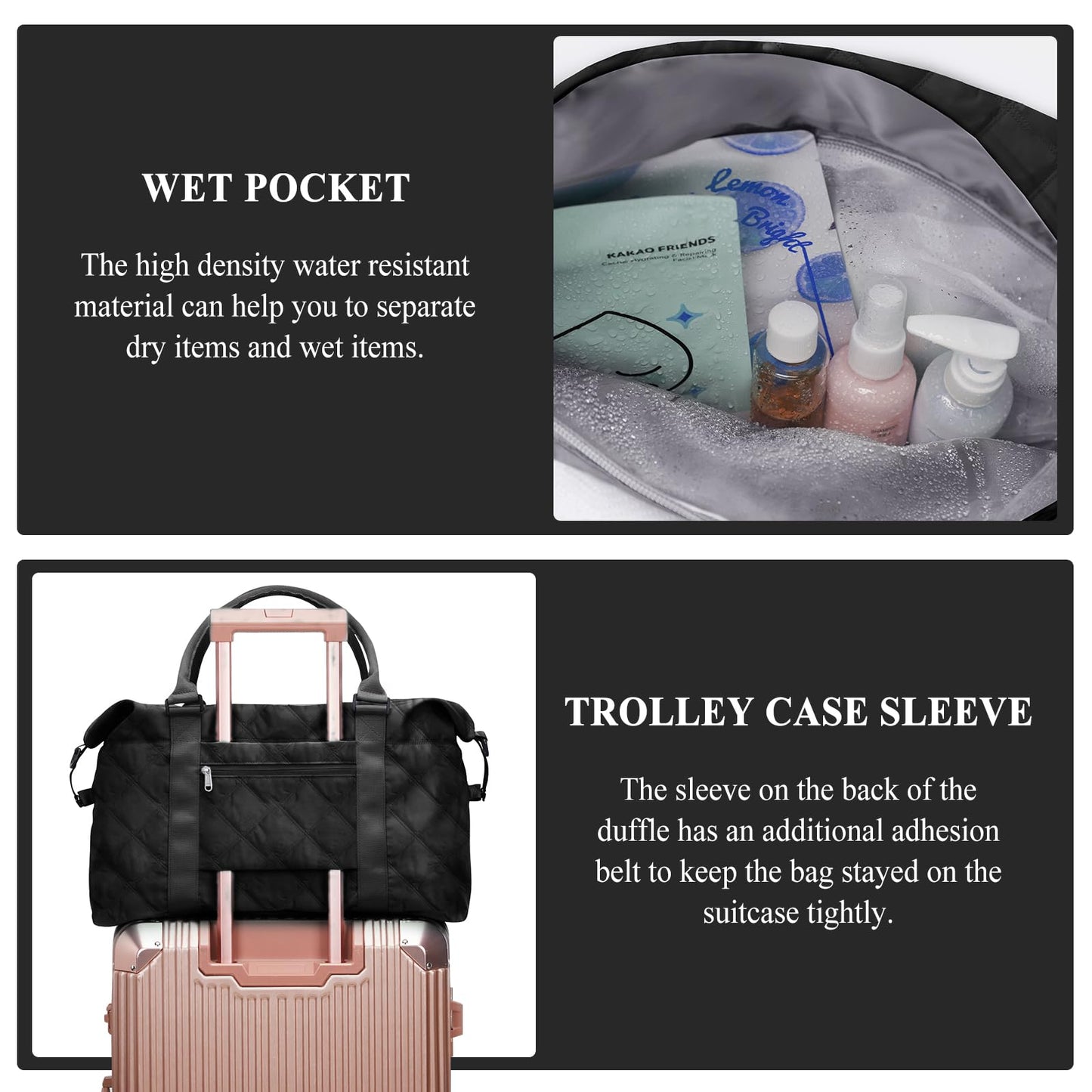 Travel Duffel Bag,Overnight Weekender Bags for Women with Wet Pocket