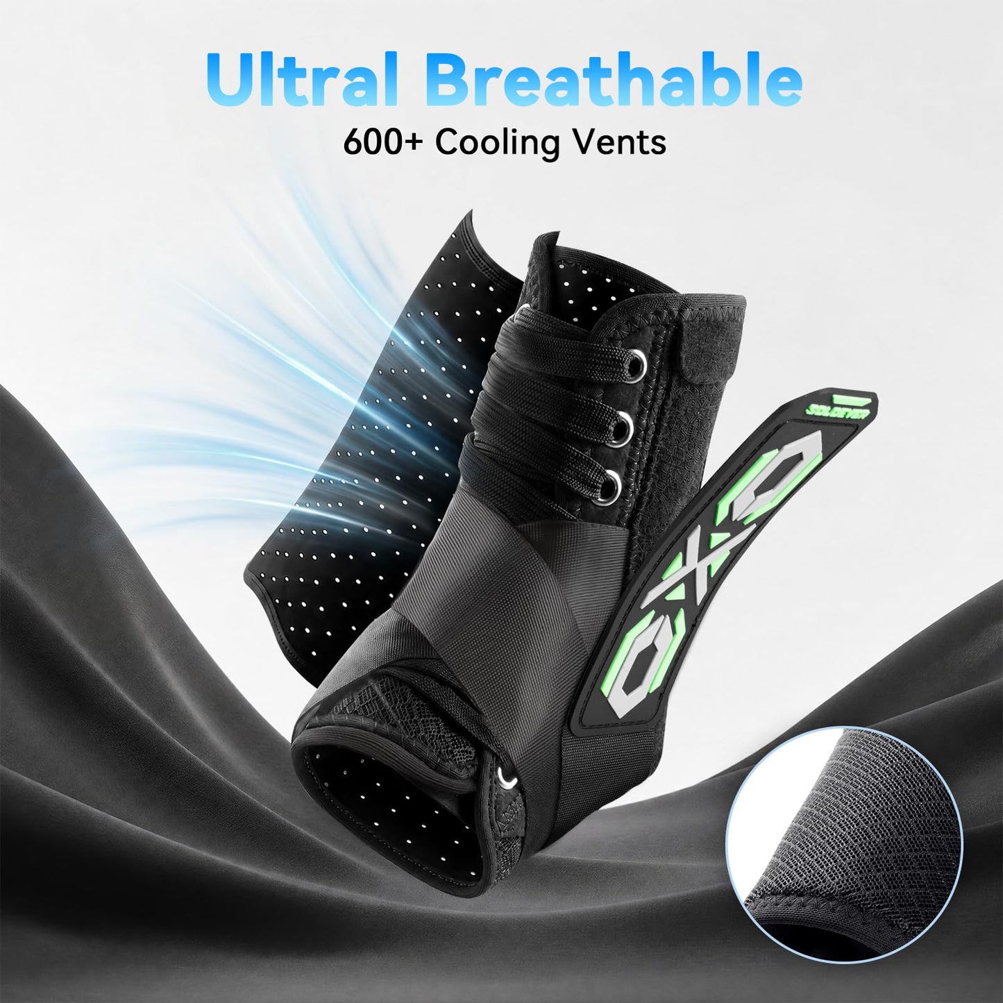 Upgraded Ankle Brace for Sprained Ankle [Stronger Support & Ultra Breathable] Ankle Support with Side Stabilizing Pads, Adjustable Quick Lace Up Ankle Stabilizer for Injury Recovery, Sports, Men&Women