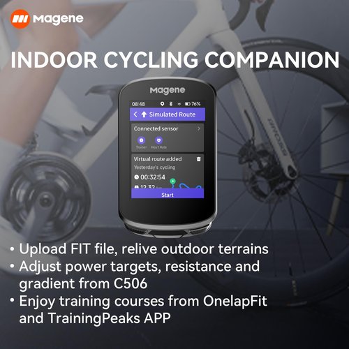 Magene C506 GPS Bike Computer - 2.4" Color Touchscreen, Smart Navigation, Fast WiFi & Bluetooth, Riding Assistant Wireless, Indoor Cycling & Training