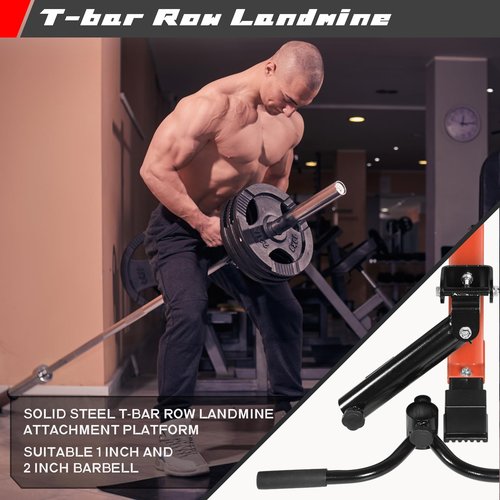 RitFit Power Cage with LAT Pull Down and 360° Landmine, 1000LB Capacity Power Rack Full Home Gym for Weightlifting, Come with J-Cups,Dip Bars and Other Attachments (2023 Version PPC02)-Orange