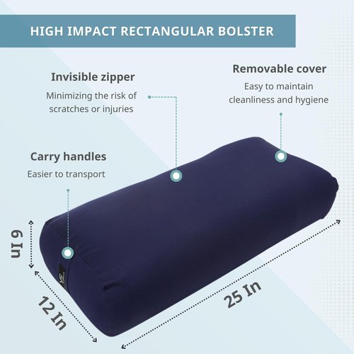 Everyday Yoga Bolster Rectangular Meditation Pillow, Super Soft & Lightweight with Carry Handle - Firm Support for Restorative Yoga, Multi-color - Peacock