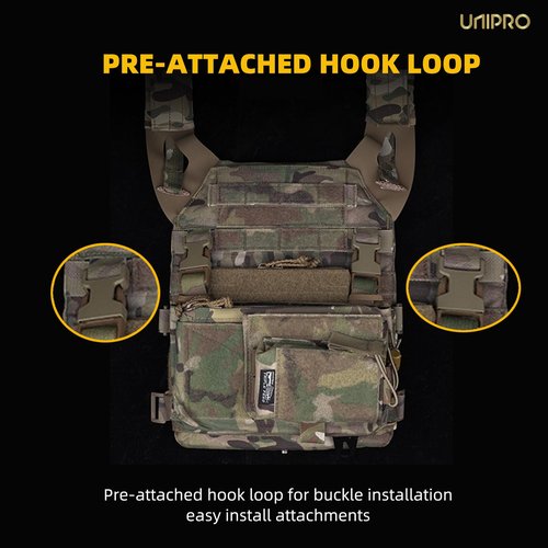 UniPro Tactical Vest, Lightweight Plate Carrier Fits 10"x12" SAPI Plates, Quick Release, CP Camo, Airsoft & Military Training