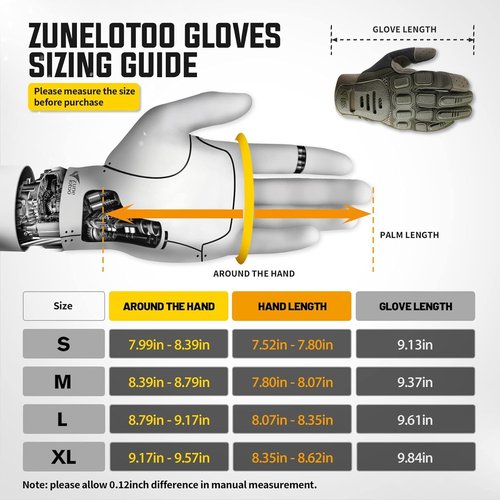ZUNE LOTOO Tactical Gloves for Men, Touchscreen Motorcycle Gloves with Finger Impact Protection, Green Palm Padded Safety Work Gloves for Paintball Airsoft Range Tac Female Women(Medium)