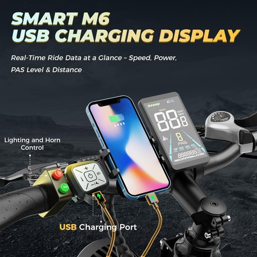 Aipas M1 Pro Electric Bike, 1800W Peak Motor Electric Bike for Adults, 48V 17.5Ah, 26'' x 4.0'' Fat Tire Electric Mountain Bike, Ebike with 85 Miles, 36MPH, 7 Speed 110Nm and Dual Suspension