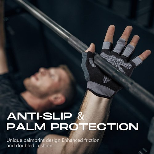 LIFECT Essential Breathable Workout Gloves, Weight Lifting Shorty Fingerless Gloves with Curved Open Back, for Gym, Women and Men (Black, Medium)