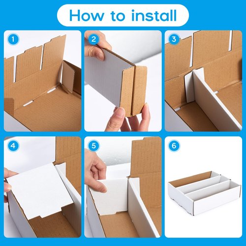 OldPAPA Trading Card Storage Box, Card Storage Box with Dividers, Cardboard Sports Game Card Storage Collector Boxes with 3 Rows, Storage Box for Tcg/Mtg/Ptcg/Baseball (3-Pack-white)
