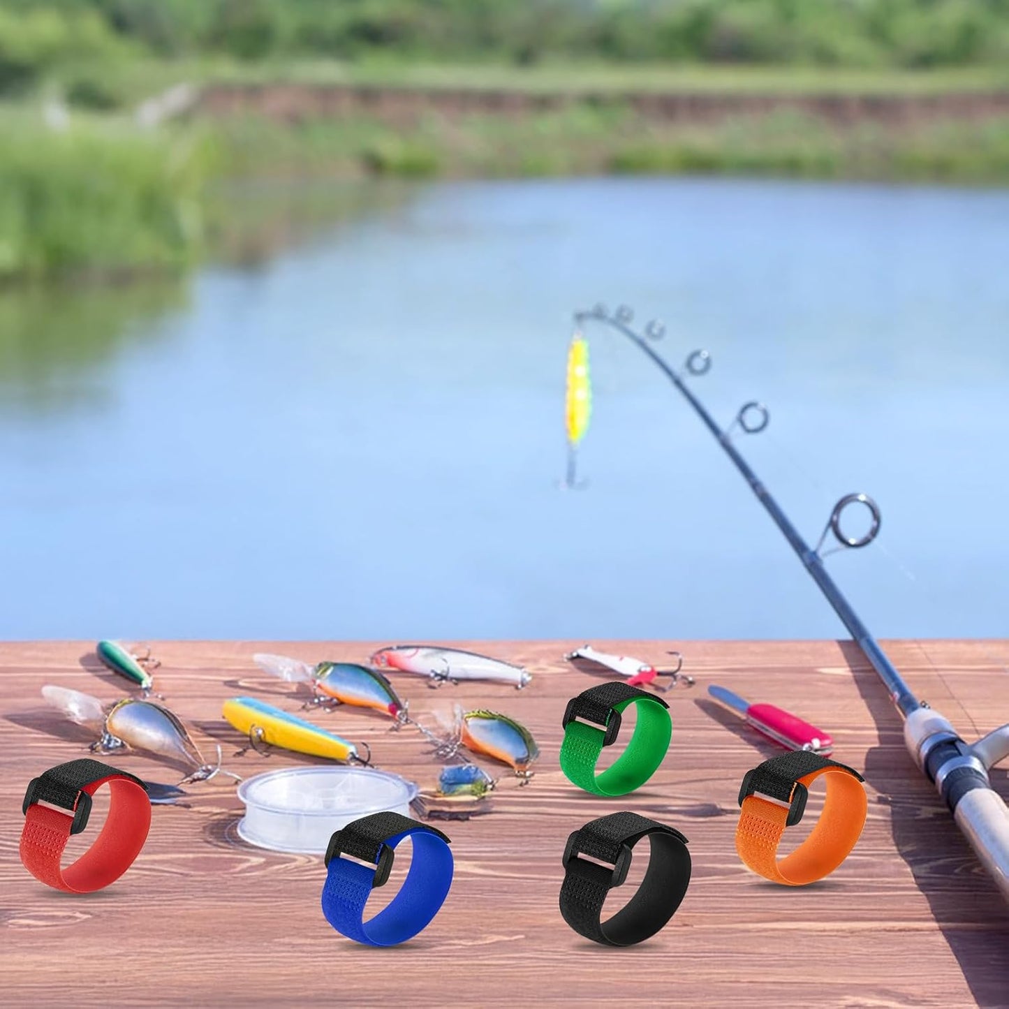 20Pcs Fishing Rod Belt Straps & Tackle Ties,Fishing Rod Holder Strap Angler's Accessory for Organizing and Protecting Fishing Rods Fit for Casting/Spinning/Fly Rods