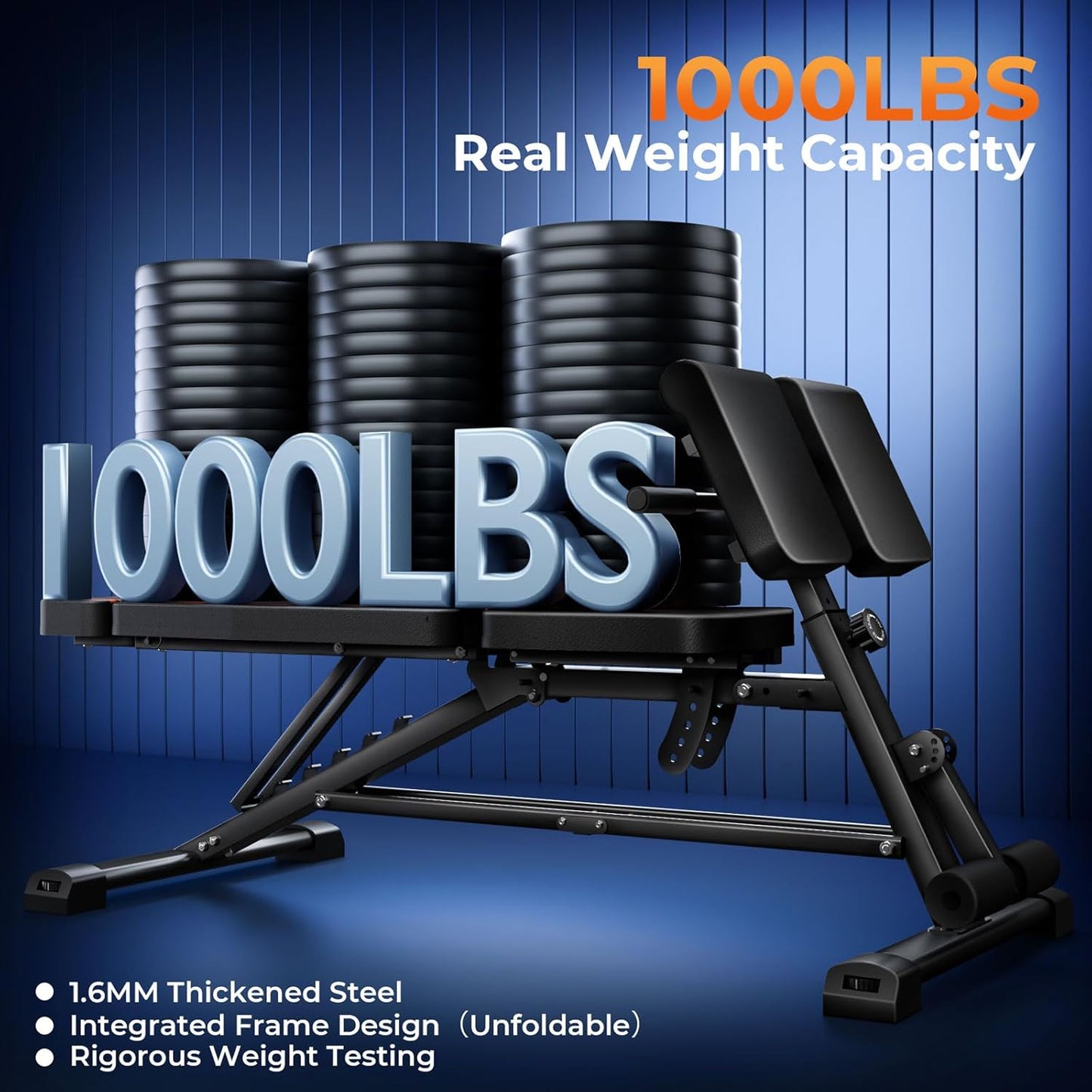 1000LBS Adjustable Weight Bench - Heavy Duty Workout Bench Press with Handle for Home Gym Exercise, Roman Chair Ab for Hyper Back Extension with Handle, Sit Up Flat Incline Decline Bench for Full Body