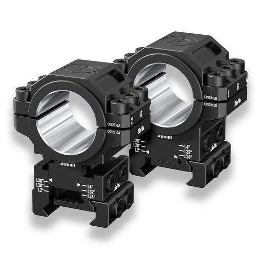 DISCOVERYOPT Adjustable Height Scope Rings - 25.4mm & 30mm Tube, 6-Level Height Adjustable (1.2-1.4 Inch),Precision Pre-lapped Scope Mounts for Picatinny Rails