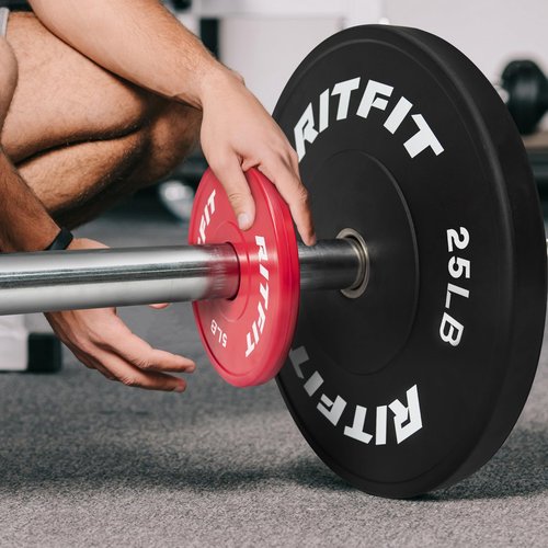 RitFit Fractional Rubber Weight Plates, Colored Bumper Plates for Starting Strength and Progressive Overload Training, Pair and Sets (Black 17.5LB(1.25+2.5+5) x2)