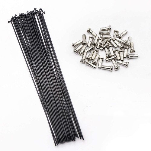 SENQI Bicycle Steel/Stainless Steel Spokes 80mm-297mm with Copper Cap 36pcs(290mm/Black)