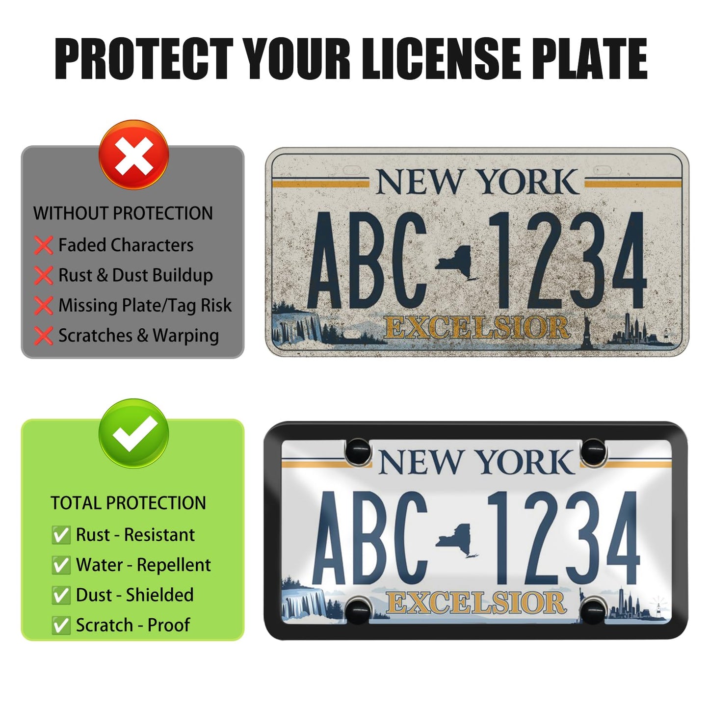 License Plate Covers & Frames,2 Pack License Plate Covers and Frames Combo,Unbreakable Car License Plates Shields Holder Fits Any Standard US Plates with Screws Caps (Gray)