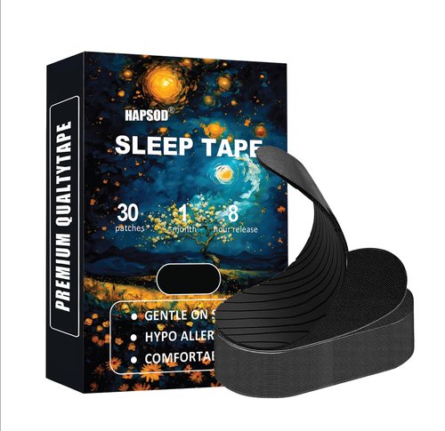 Hapsod Black Premium Mouth Tape for Sleeping (30-Pack) - Pain Free Removal, Hypoallergenic, Latex Free & Gentle On Skin - Medical Grade Adhesive Cotton Tape(HB)
