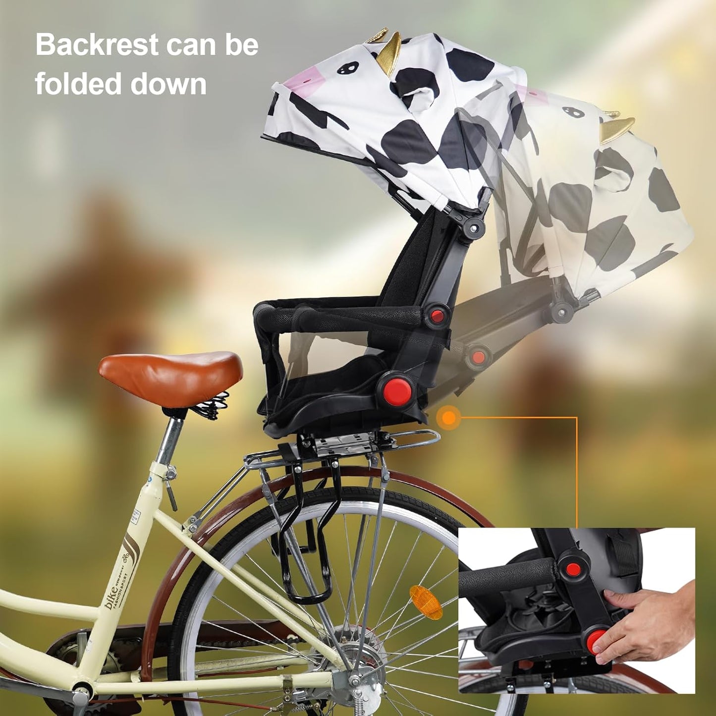 2025 New Rear Child Bike Seat,Rear Mounted Kids Bike Seats,Back Mount Child Seat with Back Rest Armrest Foot Pedals,Fits All Bicycle Rear Frames,Aged1-3 Years Old