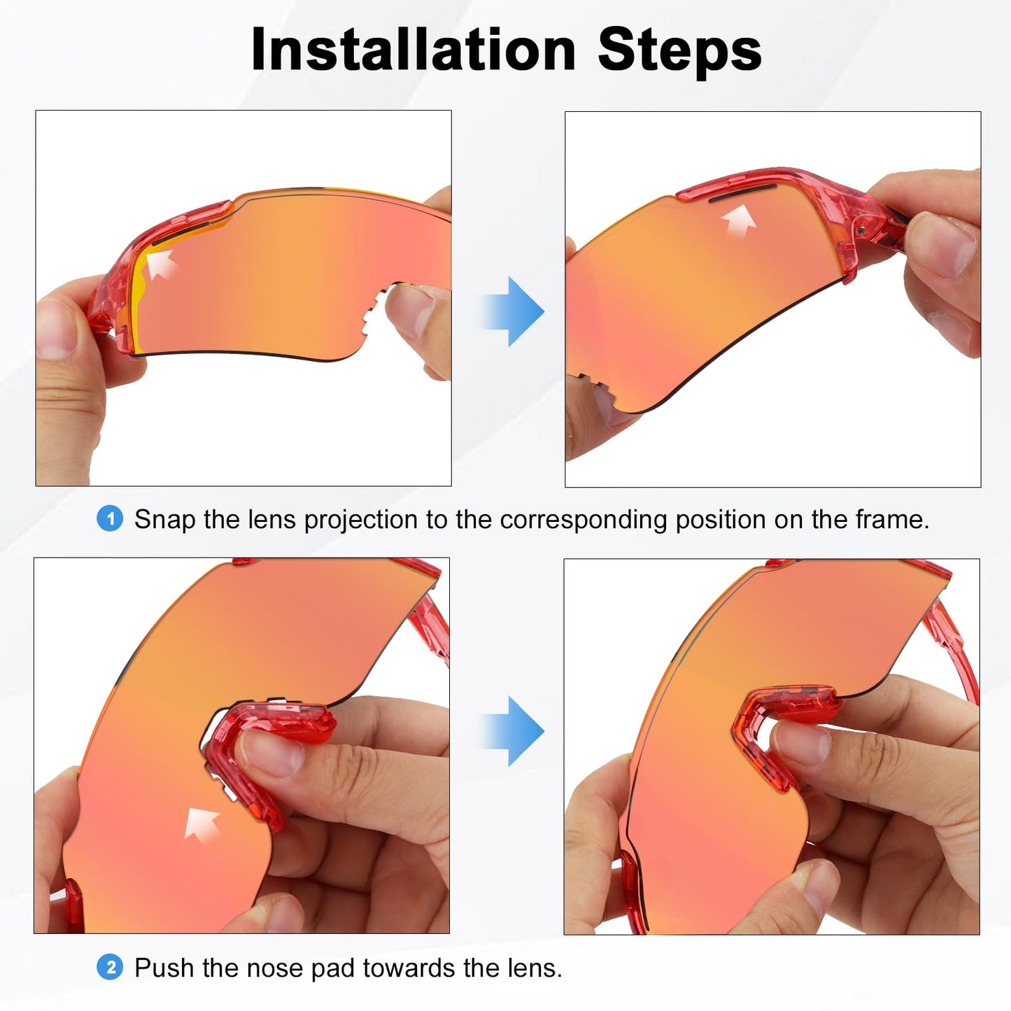 ToopMount Cycling Sunglasses with 4 Interchangeable Lenses, UV 400 Polarized Sports Sunglasses for Men Women Baseball Hiking