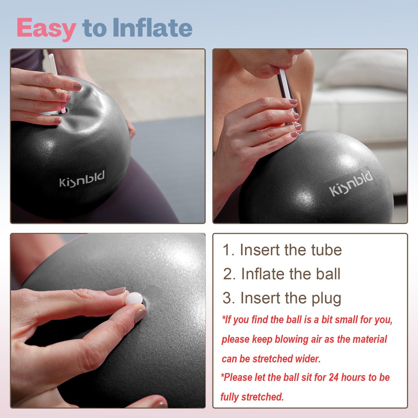 kisnbld Small Exercise Ball, 9 Inch Mini Pilates Ball, Anti Burst and Slip Resistant Mini Yoga Ball for Stability, Fitness, Physical Therapy, Stretching & Core Strength Workout at Home Gym & Office