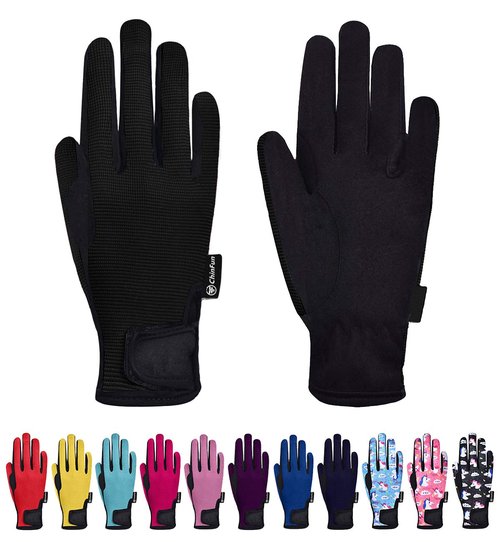 ChinFun Horse Riding Glove Equestrian Gloves Kids for Boys Girls Horseback Riding Gloves Grip for Youth Children Riding Sports Biking Cycling Gardening Black Size L