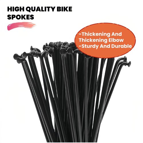 goucrro 13G Bicycle Spokes 2.3mm Steel 70-300mm Bike Spokes Black Wheel Spokes with Nipples for Mountain Bike E-Bike Tricycle Wheels(Black,13G-215mm)