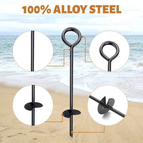 Otoolling Outdoor Volleyball Adaptor Kit with Heavy Duty Ground Stakes Auger Anchor Set for Beach Sand and Grass Volleyball Boundary Lines