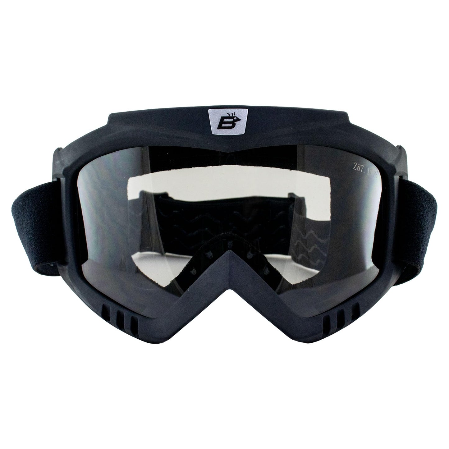Birdz Eyewear Skullbird Black Padded ATV Motorcycle Riding Goggle with Face Mask Black with Yellow Lens