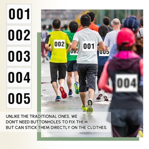 Honoson 100 Pcs Adhesive Race Bib 7.5” x 6” Competition Number Bib Adhesive Running Race Number for Marathon Cross Country Running Cycling Mountain Climbing