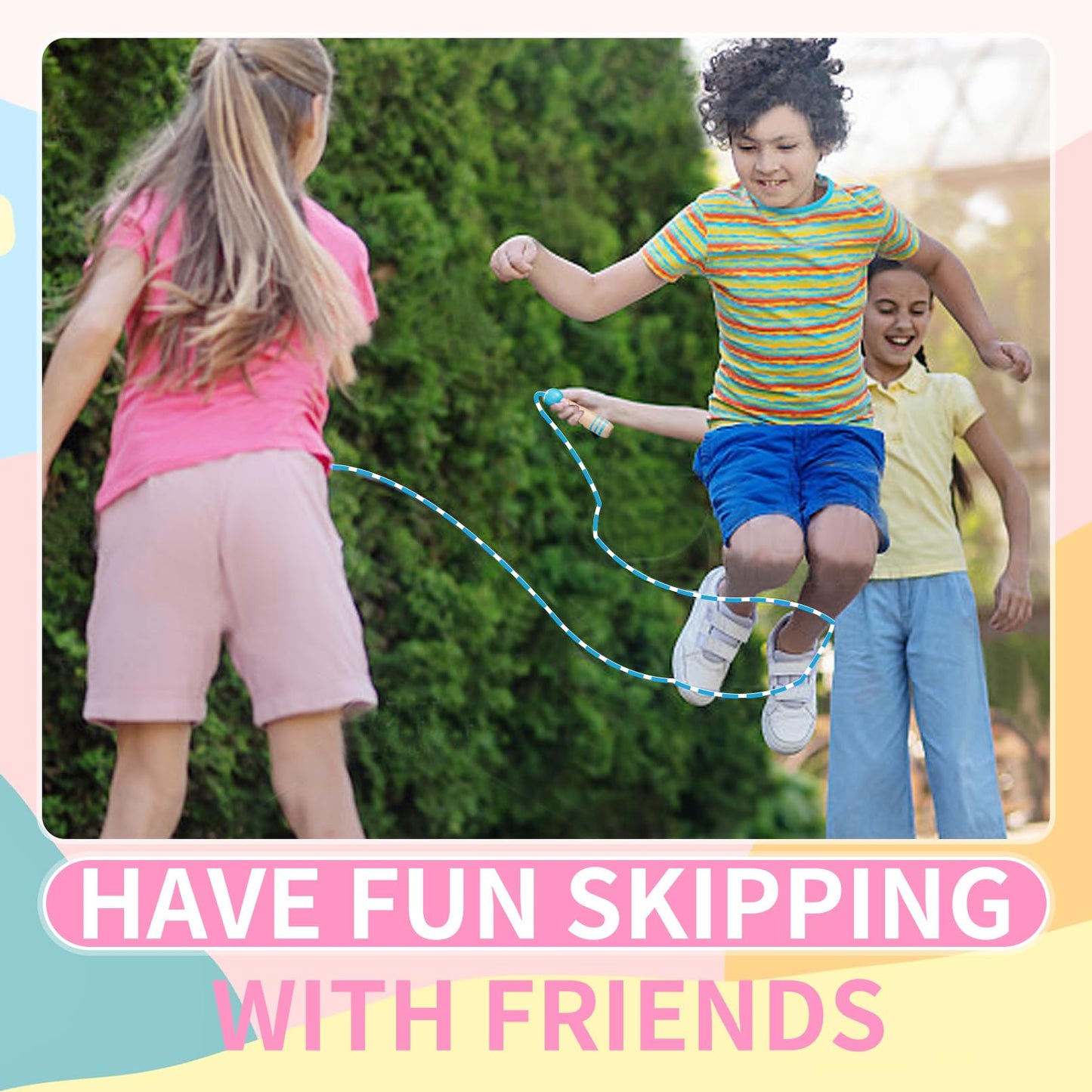 2 Pcs Jump Rope for Kids Adjustable (Pink+Blue)