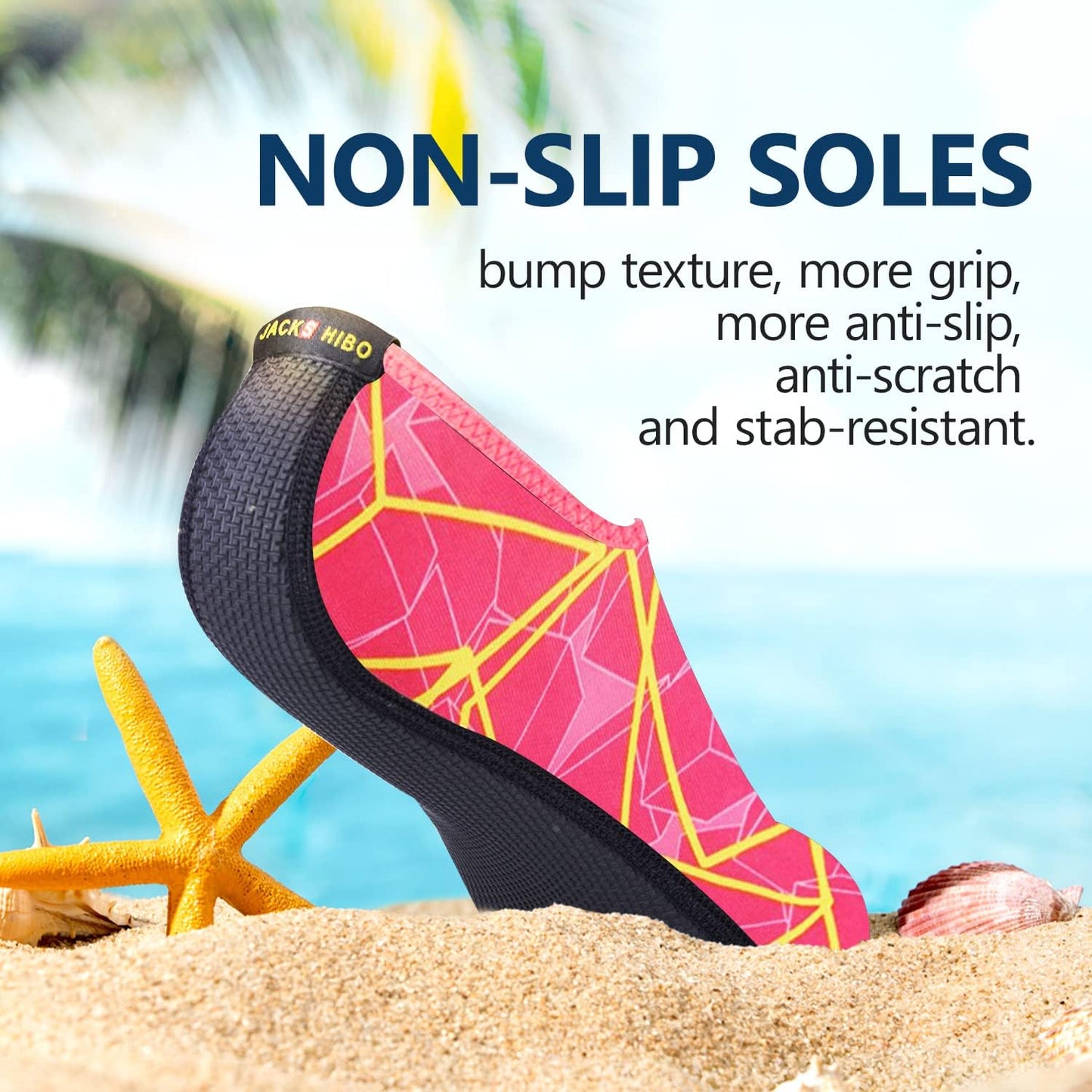 JACKSHIBO Water Shoes for Women Men Swim Shoes Water Socks for Cruise Essentials Swimming Aqua Beach Pool Yoga Surf