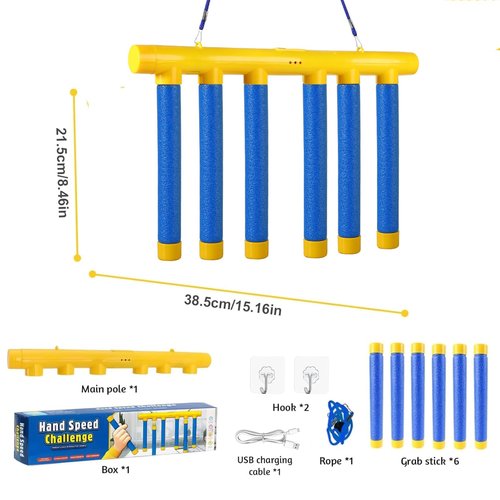 LFMUDNE Catching Sticks Games,Falling Sticks Catching Game Toy,Hand Eye Coordination Reaction Training Toy,Adjustable 3 Speed Reaction Training Drop Stick Game,Game Stick Reflex Training Gift