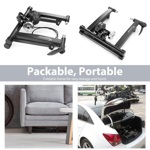 Sportneer Bike Trainer Stand Indoor Exercise - Sportneer Magnetic Bicycle Cycling Training Accessories with Noise Reduction Wheel Kit for Road Bike