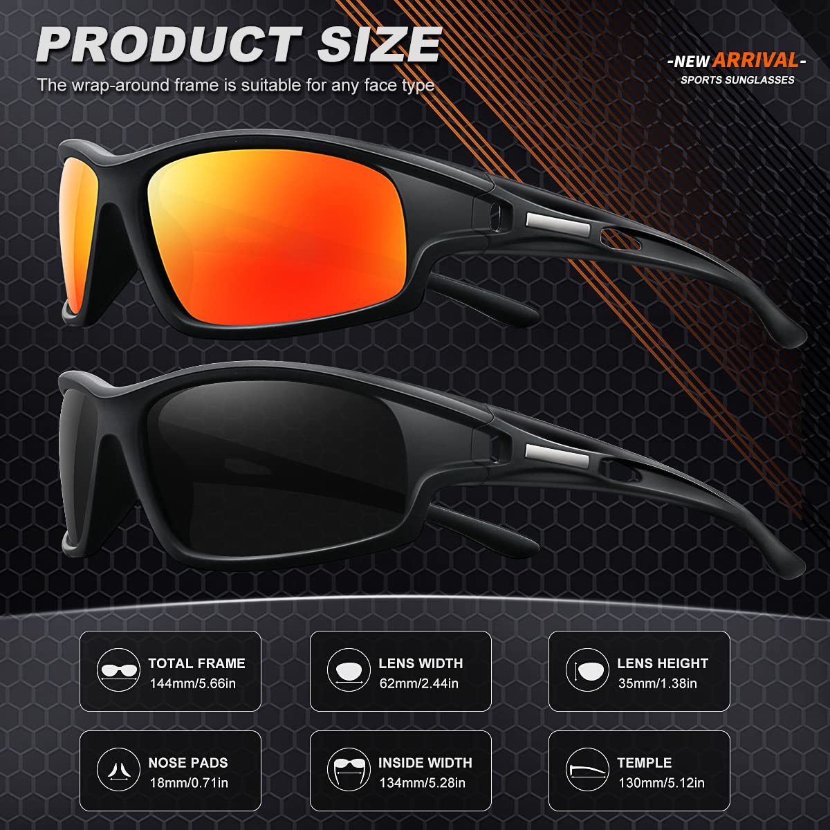 AWGSEE Polarized Sports Sunglasses for Men 100% UV Protection Wrap Around Unbreakable Sun Glasses for Fishing Driving