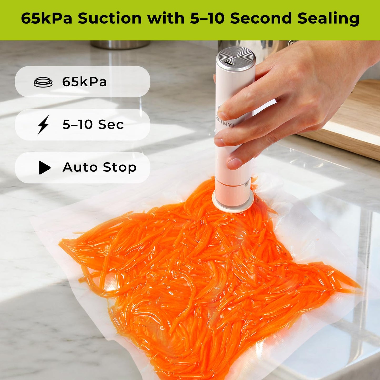 ZLTMYI Handheld Vacuum Sealer for Food with 20 Reusable Vacuum Bags