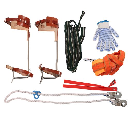 CheriMuMu Cowhide Leather Tree Climbing Spikes Set, Buckle Tree Climbing Gear with Adjustable Climbing Belt Rope, Climbing Tools Kit for Climbing, Picking Fruit, Indoor and Outdoor Sports(Brown)