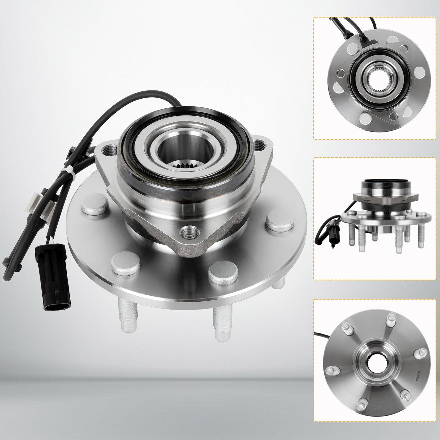 WEIZE 4WD Front Wheel Bearing Hubs, 515036, for Chevy GMC Silverado Sierra Avalanche Yukon XL Suburban 1500 Tahoe Cadillac Escalade ESV EXT, Replacement Wheel Bearing and Hubs Assembly Set, Pair Hubs