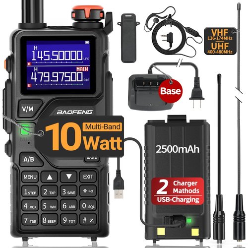BAOFENG K5PLUS Radio Ham Radio 10W Rechargeable Walkie Talkies Long Range UV32 5RM Handheld Two Way Radio NOAA Weather Radio with Copy Frequency,USB-C Charginng for Hunting Survival Gear
